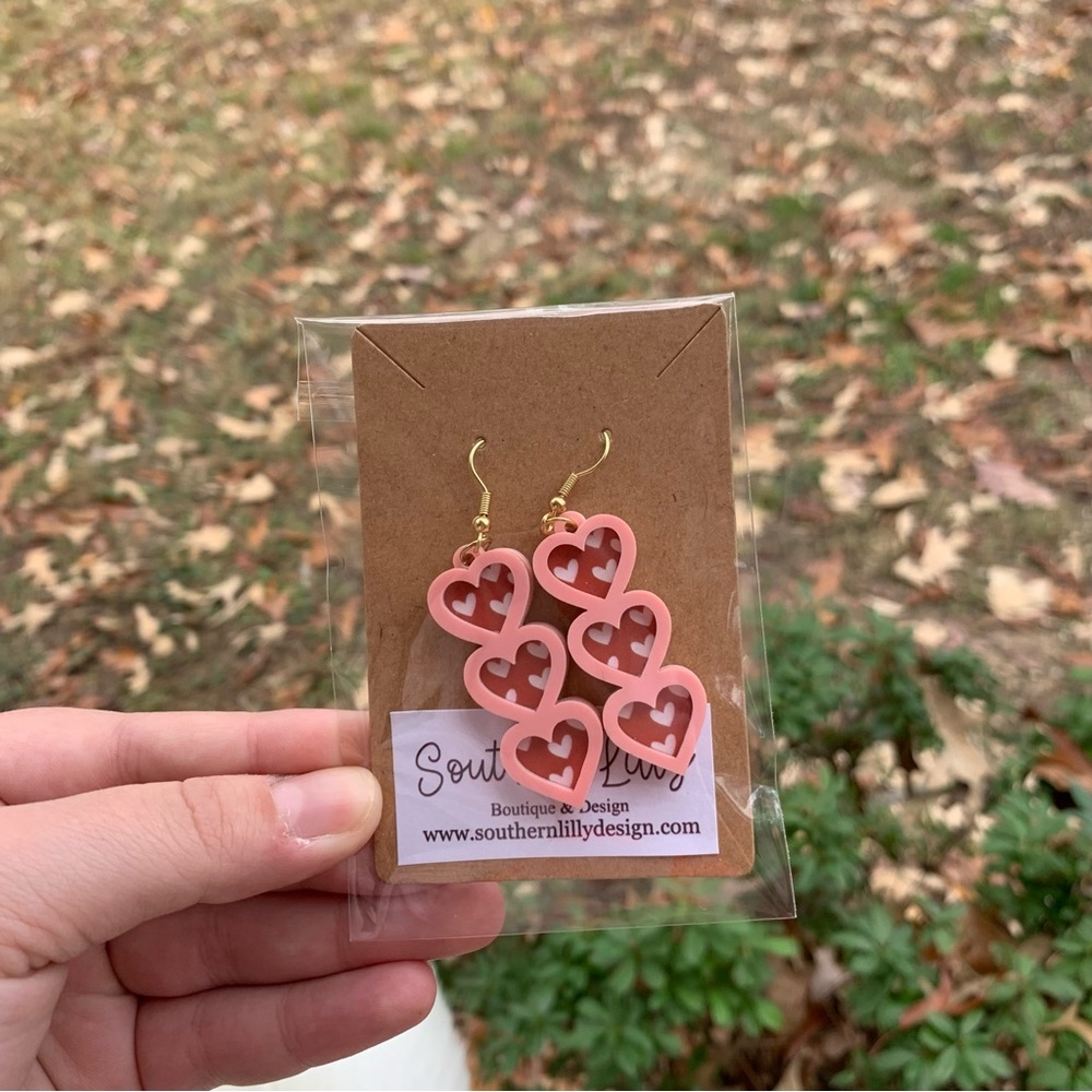 Hearts Layered Valentines Earrings